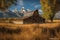 Moulton barn, grand teton national park. Generative AI