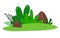 A mound with shrubs and stones, an excellent decorative element of nature. Vector illustration of a flat style.