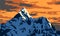 Mount Ama Dablam evening view, vector illustration