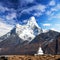 Mount Ama Dablam with stupa near Pangboche village