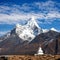 Mount Ama Dablam with stupa near Pangboche village