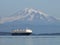 Mount Baker and Ocean Freighter