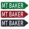 Mount baker road sign on a white background