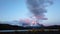 Mount Cerro Payne Grande and Torres del Paine at sunset time lapse. Nordenskjold Lake in Chile, Patagonia.