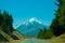 Mount Cook and Empty Road on a Sunny Day