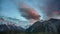 Mount Cook in the morning, fast-moving beautiful clouds and twilight skies in time-lapse photography at Mount Cook National Park