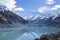 Mount Cook reflection in turquoise glacial lake, New Zealand