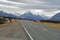 Mount Cook Road (State Highway 80) along the Tasman River leading to Aoraki / Mount Cook National Park and the village