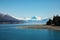 Mount Cook set against the blue waters of Lake Taupo, New Zealand