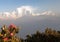 Mount Dhaulagiri and red rhododendrons