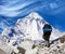 Mount Dhaulagiri with tourist, great himalayan trail