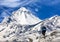 Mount Dhaulagiri with tourist, great himalayan trail