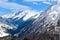 Mount Elbrus with ski slopes. Caucasus snowy mountains. Alpine skiing in the fresh air. skiers in the snow. mountain snowy landsca