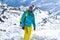 Mount Elbrus with ski slopes. Caucasus snowy mountains. Alpine skiing in the fresh air. skiers in the snow. mountain snowy landsca