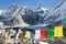 Mount Everest base camp with buddhist prayer flags