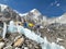 Mount Everest base camp, tents, Khumbu glacier