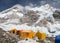 Mount Everest base camp, tents, Khumbu glacier