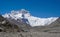 Mount Everest the biggest mountain in the regio near bij the base camp in Tibet