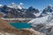 Mount Everest and Gokyo lake panoramic view.