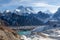 Mount Everest and Gokyo lake panoramic view.