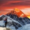 Mount Everest from Gokyo valley with tourist