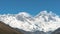 Mount Everest and Lhotse with clouds near the summit and a clear blue sky  Everest Base Camp trek  Nepal