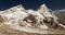 Mount Everest and Lhotse sepia colored Nepal Himalaya