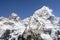 Mount Everest and Nuptse peak  Khumbu valley  Sagarmatha National Park  Nepal