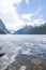 Mount fairview, partly frozen lake, Lake Louise Banff National Park, Alberta Canada