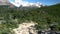 Mount Fitzroy in the Andes on a sunny day with blue sky