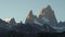 Mount Fitzroy in the Andes on a sunny day with blue sky