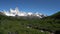 Mount Fitzroy in the Andes on a sunny day with blue sky