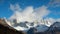 The Mount Fitzroy covered by clouds seen from the Lagoon Capri, National Park de los Glaciares, Argentina