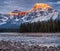 Mount Fryatt and the Athabasca River at sunrise, Jasper National Park