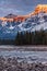 Mount Fryatt and Whirlpool Peak with the Athabasca River at sunrise