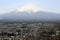 Mount Fuji as seen from Chureito Pagoda. When religion meets nat