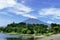 Mount Fuji capped with a cloud seen from Kawaguchiko, Japan