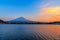 Mount Fuji in clear weather at Lake kawaguchiko during sunset, Y