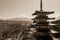 Mount Fuji and the iconic five-level Chureito Pagoda on a clear spring day