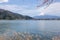 Mount Fuji from lake Kawaguchiko with cherry blossom in Yamanashi, Japan