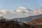 Mount Fuji summit in the clouds. Hakone area of Kanagawa Prefecture in Honshu. Japan