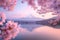 Mount Fuji, surrounded by the ethereal beauty of cherry blossoms, generated ai