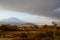 Mount Hanang and Balangida Lake, Manyara Region, Tanzania, at heavy sky dawn