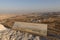 Mount Herodion and the ruins of the fortress of King Herod inside an artificial crater. The Judaean Desert, West Bank.