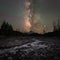 Mount Hood and the Eliot River Branch underneath the night sky