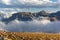 Mount Julian and Terra Tomah Mountain with low clouds in Rocky Mountain National Park