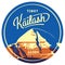 Mount Kailash in Himalayas, Tibet outdoor adventure badge. mountain illustration.