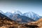Mount Kangtega and Mount Thamserku at sunrise in Himalaya mountains, Nepal.