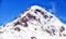 Mount Kazbek 5033 meters view from Stepantsminda town in Georg