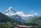 Mount Kazbek and georgian flag, Georgia